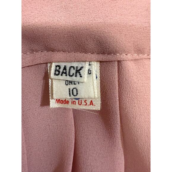 Rose Pink Vtg 80s High Neck Bow Pleated Skirt Set Sz 8 10 Secretary Golden Girls - Picture 9 of 14